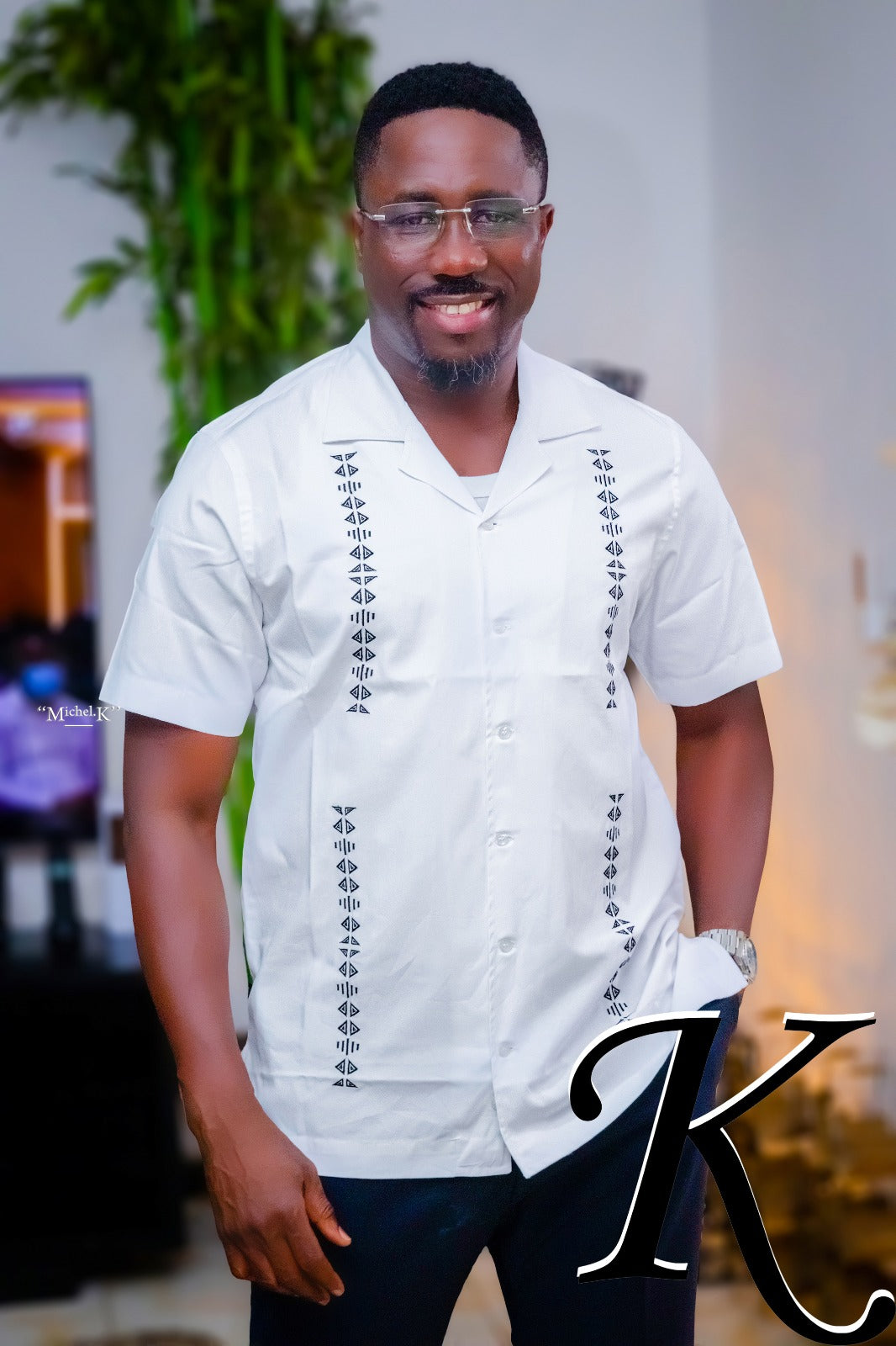 Chemise cubaine blanche brodée