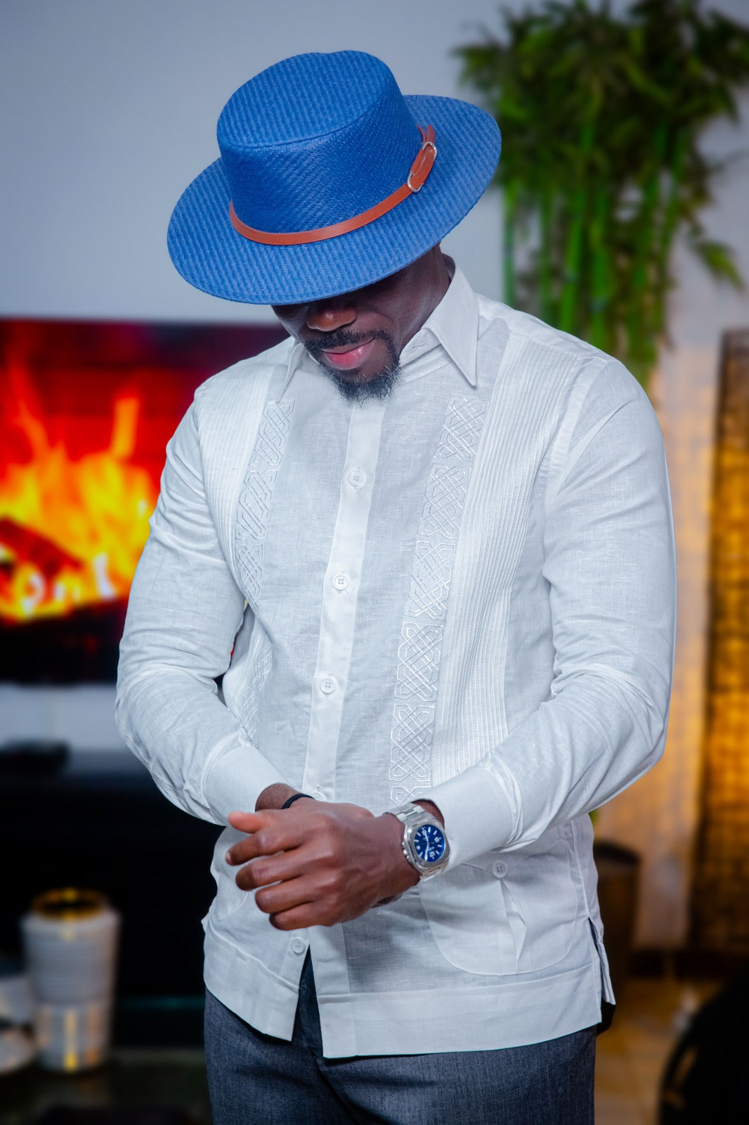 Chemise cubaine brodée